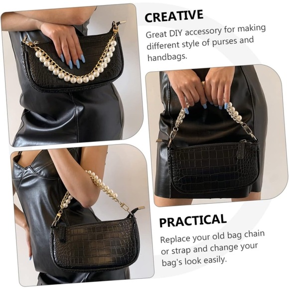 Gold and Pearl Chain Replacement Bag Chain Handbag Strap Accessory Bracelet NWT - Picture 3 of 5